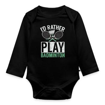 Badminton Lustiger Spruch Herren Badminton Design - Baby Bio-Langarm-Body - Schwarz - Vorne