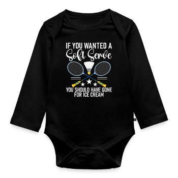 Badminton Lustiger Spruch Herren Badminton Design - Baby Bio-Langarm-Body - Schwarz - Vorne