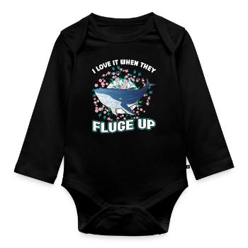 I Love It When They Flight Up - Whale - Organic Longsleeve Baby Bodysuit - black - Front