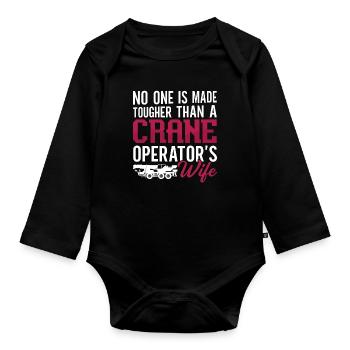 Grutier Grutier Opérateur de grue Travailleur de la construction Cadeau - Body Bébé bio manches longues - noir - Devant