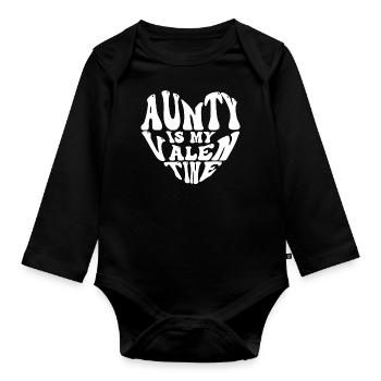 Aunt is my Valentine's Day Valentine's Day - Organic Longsleeve Baby Bodysuit - black - Front