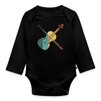 Violin Violinist Retro Vintage - Organic Longsleeve Baby Bodysuit - black - Front