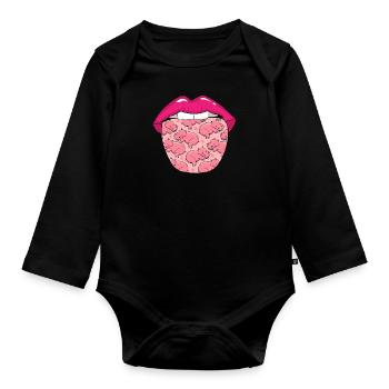 Nilpferd Flusspferd Zunge - Baby Bio-Langarm-Body - Schwarz - Vorne