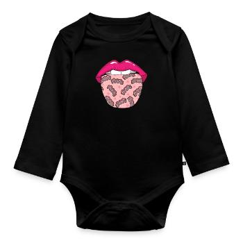 Bacon Speck Zunge - Baby Bio-Langarm-Body - Schwarz - Vorne
