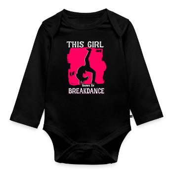 Break dance girl break dancer - Organic Longsleeve Baby Bodysuit - black - Front
