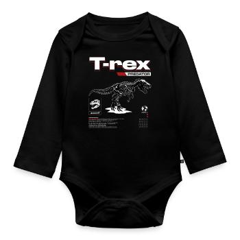 T-REX Tyrannosaurus Dinosaure - Body Bébé bio manches longues - noir - Devant