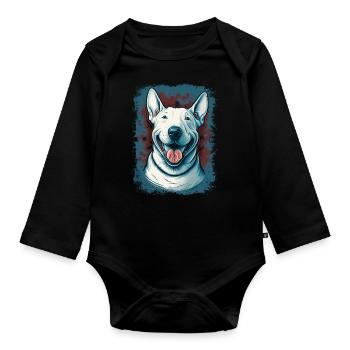 Cheerful Bull Terrier - Organic Longsleeve Baby Bodysuit - black - Front