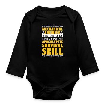 Mechanical Engineer Is Not Just Aircraft Mechanic - Organic Longsleeve Baby Bodysuit - black - Front