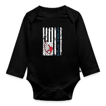 Pole Volting American Flag Upside Down Funny Pole - Baby Bio-Langarm-Body - Schwarz - Vorne