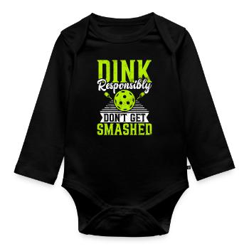 Men's Pickleball Sports Funny Pickleball Design - Organic Longsleeve Baby Bodysuit - black - Front