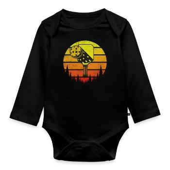 Men's Pickleball Sports Funny Pickleball Design - Organic Longsleeve Baby Bodysuit - black - Front