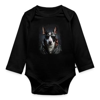 cool Bull Terrier - Organic Longsleeve Baby Bodysuit - black - Front