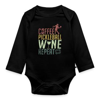 Men's Pickleball Sports Funny Pickleball Design - Organic Longsleeve Baby Bodysuit - black - Front