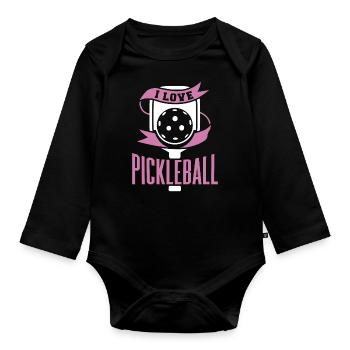 Men's Pickleball Sports Funny Pickleball Design - Organic Longsleeve Baby Bodysuit - black - Front