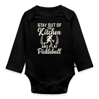 Men's Pickleball Sports Funny Pickleball Design - Organic Longsleeve Baby Bodysuit - black - Front