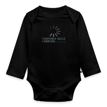 Tischtennis Zubehör Pingpong Motiv - Baby Bio-Langarm-Body - Schwarz - Vorne