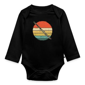 Flute Flute player Flutist - Organic Longsleeve Baby Bodysuit - black - Front