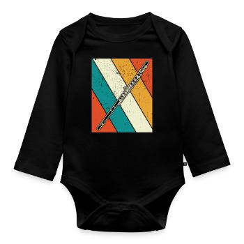 Flute Flute player Flutist - Organic Longsleeve Baby Bodysuit - black - Front