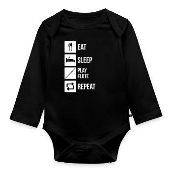 Flute Flute player Flutist - Organic Longsleeve Baby Bodysuit - black - Front