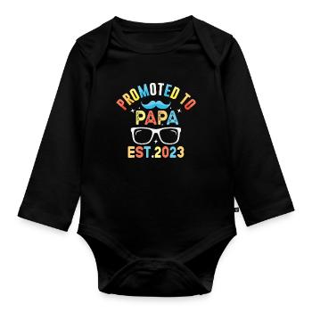 Vater 2023 - Papa 2023 - Papa werden Schwanger - Baby Bio-Langarm-Body - Schwarz - Vorne