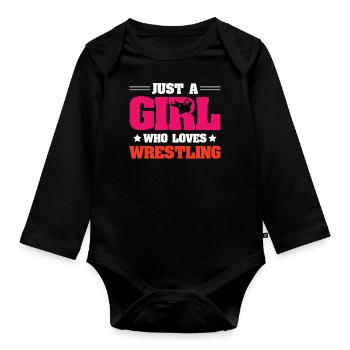 Frauen Wrestling Champion Wrestler Geschenk - Baby Bio-Langarm-Body - Schwarz - Vorne