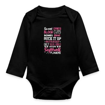 Softball - Baby Bio-Langarm-Body - Schwarz - Vorne