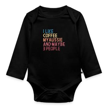 Coffee Aussie - Organic Longsleeve Baby Bodysuit - black - Front