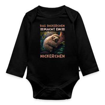 Das Dickerchen Macht Ein Nickerchen Morgenmuffel - Baby Bio-Langarm-Body - Schwarz - Vorne