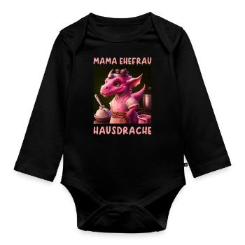 Ehefrau Mama Hausdrache - Baby Bio-Langarm-Body - Schwarz - Vorne