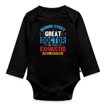 Physician assistant, receptionist - Organic Longsleeve Baby Bodysuit - black - Front