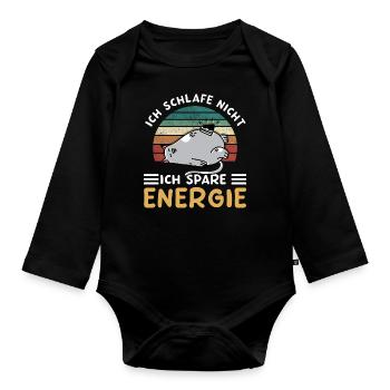 Ich Schlafe Nicht Ich Spare Energie - Baby Bio-Langarm-Body - Schwarz - Vorne
