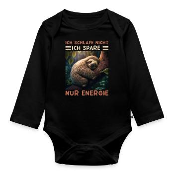 Ich Schlafe Nicht Ich Spare Energie - Baby Bio-Langarm-Body - Schwarz - Vorne