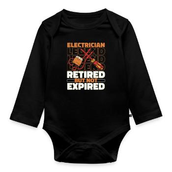 Electrician Electronics technician Pensioner - Organic Longsleeve Baby Bodysuit - black - Front