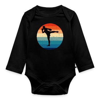 Thai Boxing Men Thai Boxer Women Thaibox - Organic Longsleeve Baby Bodysuit - black - Front