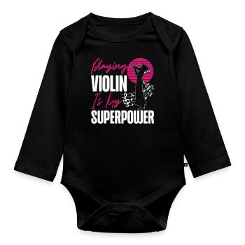 Violoniste violoniste jouant du violon est - Body Bébé bio manches longues - noir - Devant