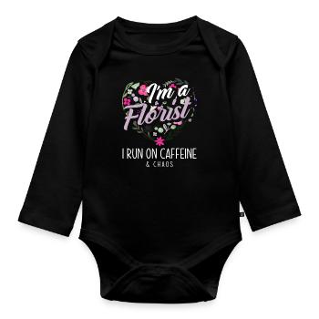 Fleuriste Caféine Chaos Cadeau - Body Bébé bio manches longues - noir - Devant