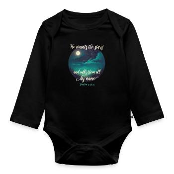 Bibelvers Christlich Religiöses Motiv - Baby Bio-Langarm-Body - Schwarz - Vorne