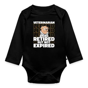 Retired veterinarian - Organic Longsleeve Baby Bodysuit - black - Front