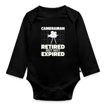 Caméraman à la retraite - Body Bébé bio manches longues - noir - Devant