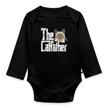 Cat Dad The Catfather Crazy Cat Father Kitty Daddy - Body Bébé bio manches longues - noir - Devant