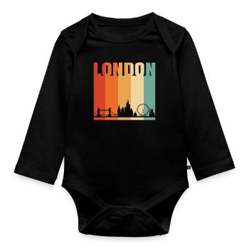 London - Organic Longsleeve Baby Bodysuit - black - Front