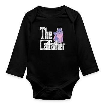 Cat Dad The Catfather Crazy Cat Father Kitty Daddy - Body Bébé bio manches longues - noir - Devant