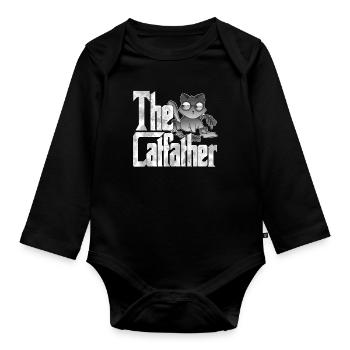 Cat Dad The Catfather Crazy Cat Father Kitty Daddy - Body Bébé bio manches longues - noir - Devant