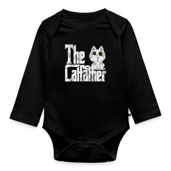 Cat Dad The Catfather Crazy Cat Father Kitty Daddy - Body Bébé bio manches longues - noir - Devant