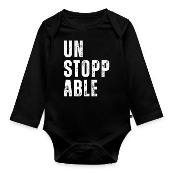 Unstoppable Fitness Motivation Unstoppable Sports - Organic Longsleeve Baby Bodysuit - black - Front