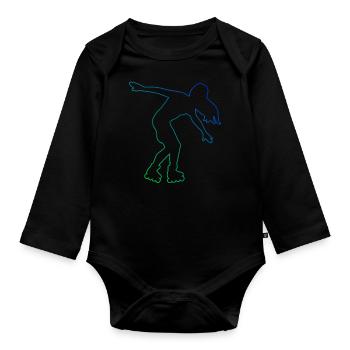 Women Men's Roller Skates Roller Skating Skate - Organic Longsleeve Baby Bodysuit - black - Front