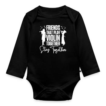 Violon Violoniste Besties Buddies - Body Bébé bio manches longues - noir - Devant