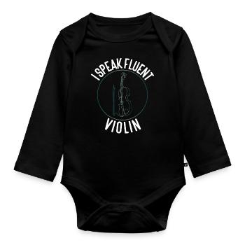 Violoniste Je parle couramment - Body Bébé bio manches longues - noir - Devant