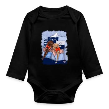 YOU&ME Illustration/Freundinnen/Schwestern Maritim - Baby Bio-Langarm-Body - Schwarz - Vorne
