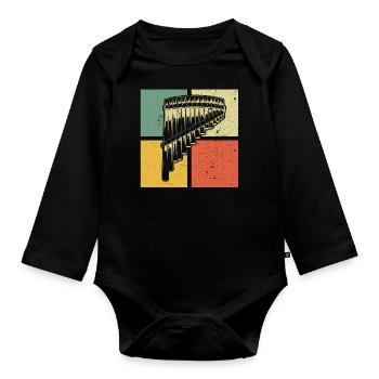 Panflute Panflute player Panflutist - Organic Longsleeve Baby Bodysuit - black - Front